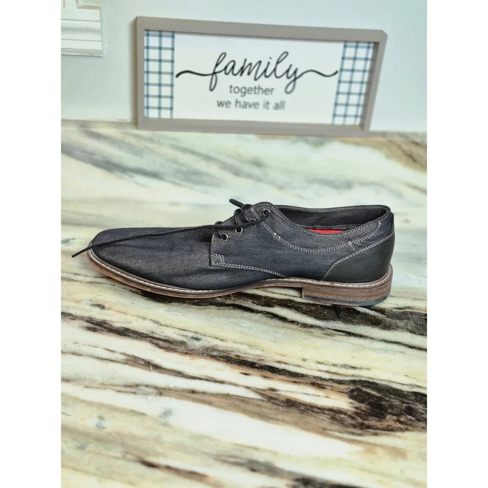 Ashford Hayes Reboot Mens 13M Charcoal Gray Denim Texture Lace Up Dress Shoes